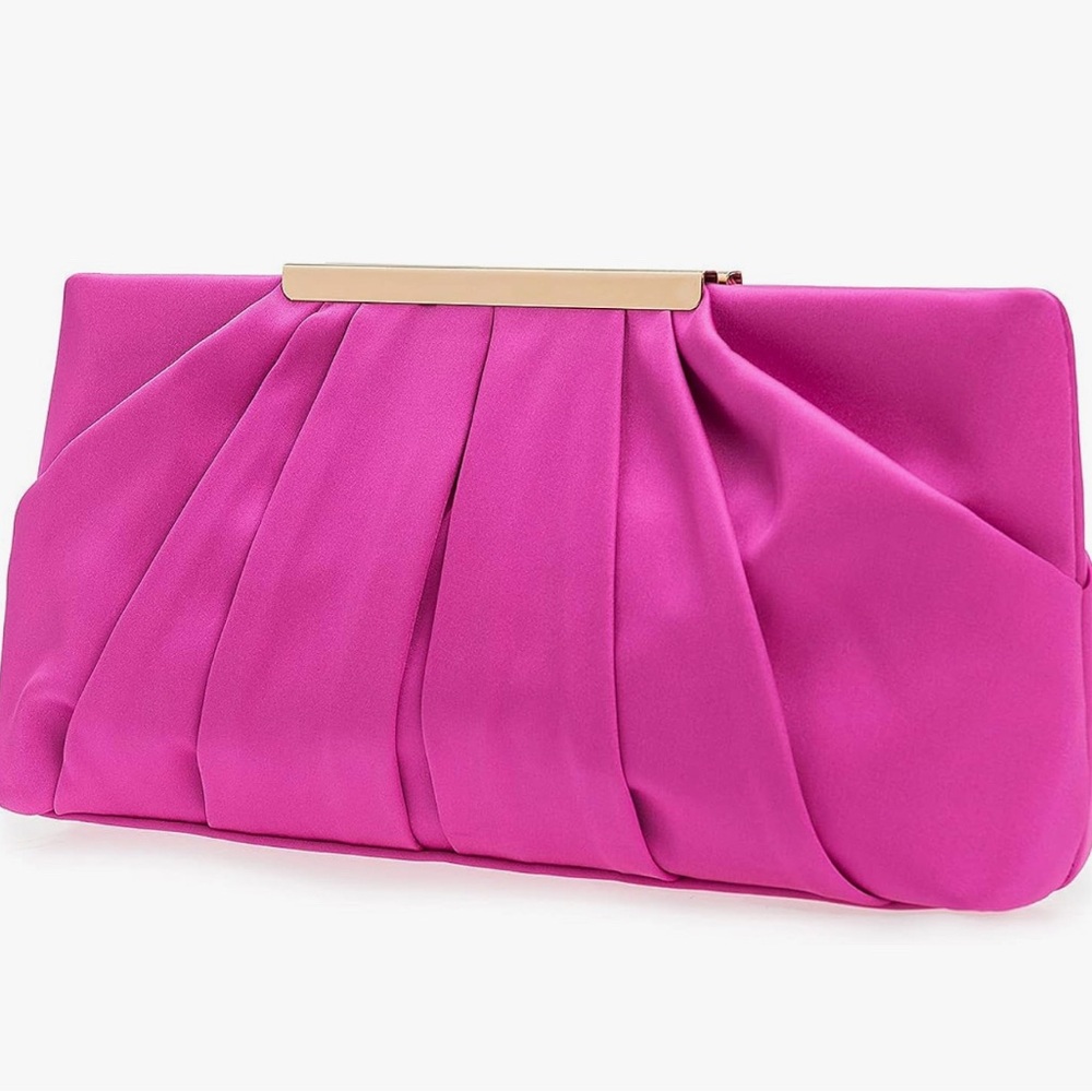 CHARMING TAILOR Satin Clutch Pleated Handbag